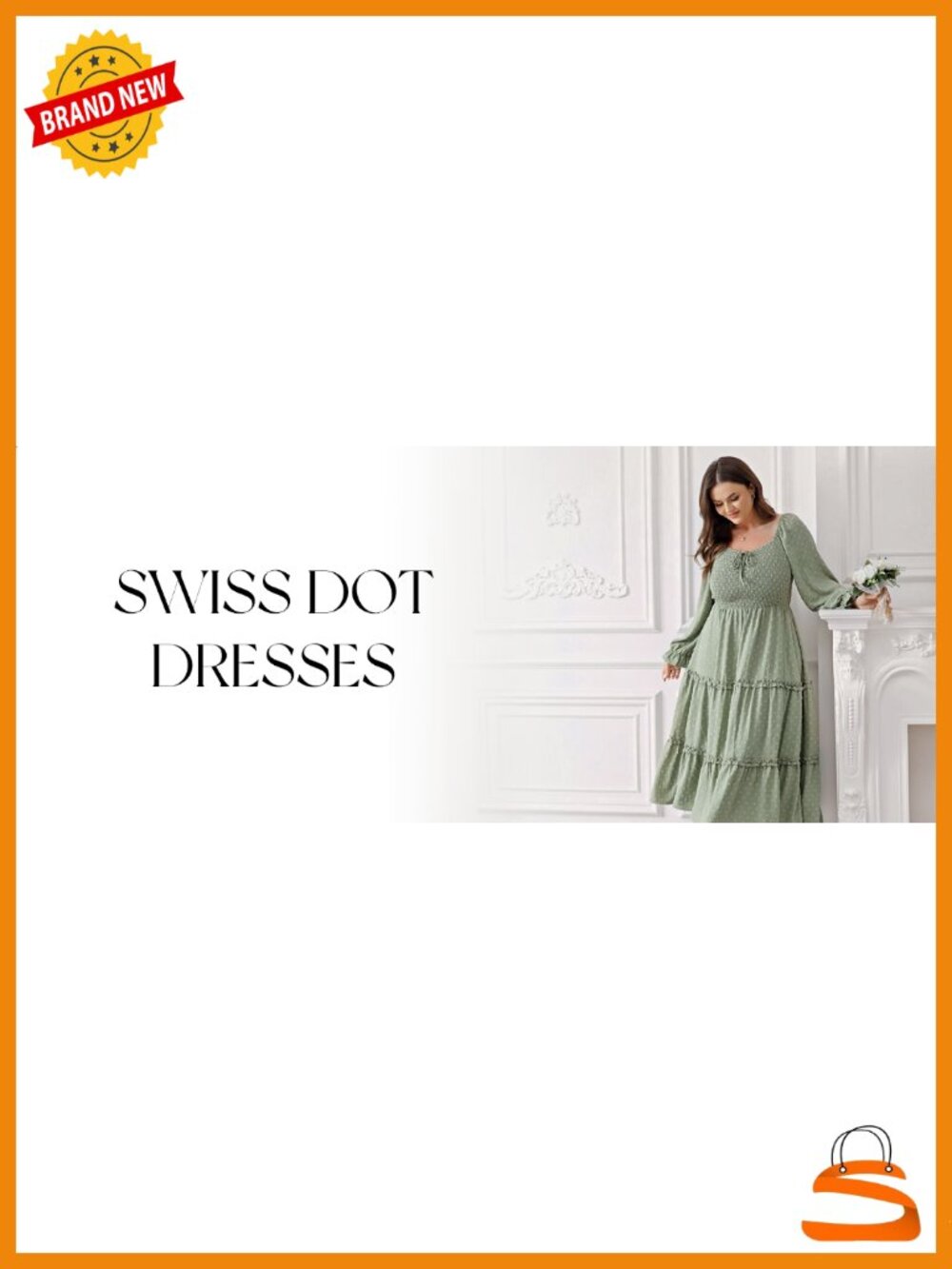 Plus Size Swiss Dot Tiered Ruffle Maxi Dress Long Sleeve Smocked Square Neck - Picture 6 of 6